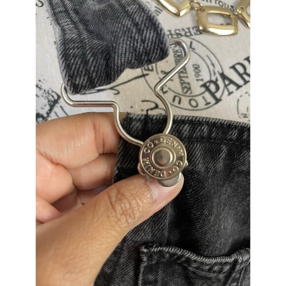 Denim Co Shortalls Short Overalls Size 6 Distressed Black Jean Raw Edge Cutoffs - Picture 9 of 11